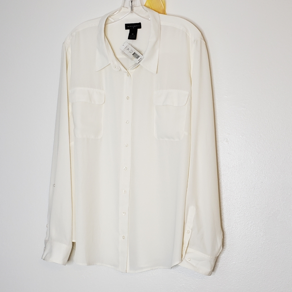 NEW Investments Ivory Boyfriend Shirt Vintage - Picture 7 of 13